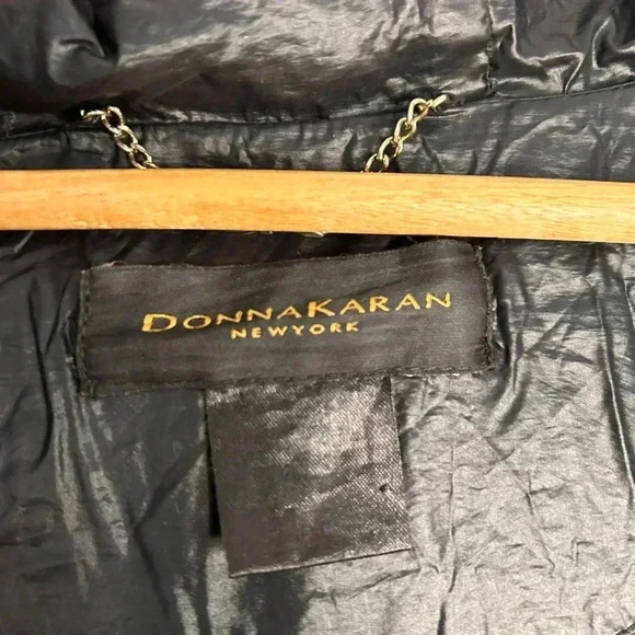 Donna Karan Black Down Puffer with Large  Collar/Hood Neckline M/L - Picture 9 of 16